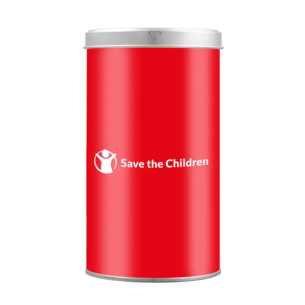 [CRT.12P.LAT.XL.GRE.STC] Cartone 12 pezzi Lattina XL con Grembiule Bianco SAVE THE CHILDREN