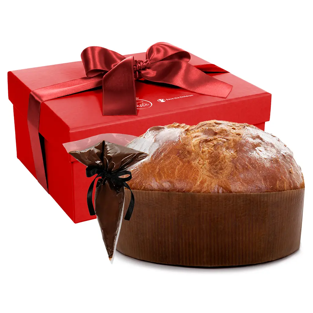 [CRT.6PZ.PNT.CRE.ROS.STC] Cartone 6 pezzi Panettone Cream Rosso 1 Kg - SAVE THE CHILDREN