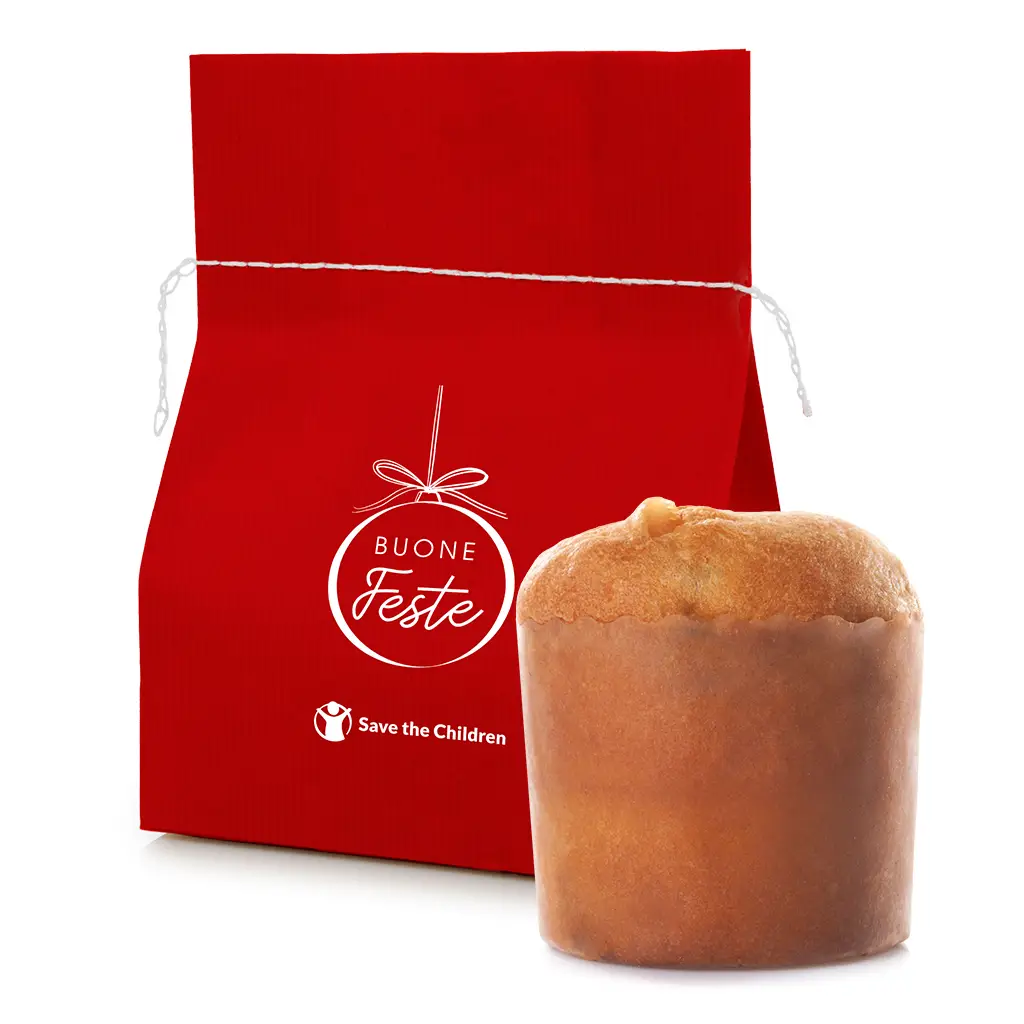 [CRT.12P.MIN.PNT.BIS.ROS.STC] Cartone 12 pezzi Panettoncino Bistrot Rosso 100 g - SAVE THE CHILDREN